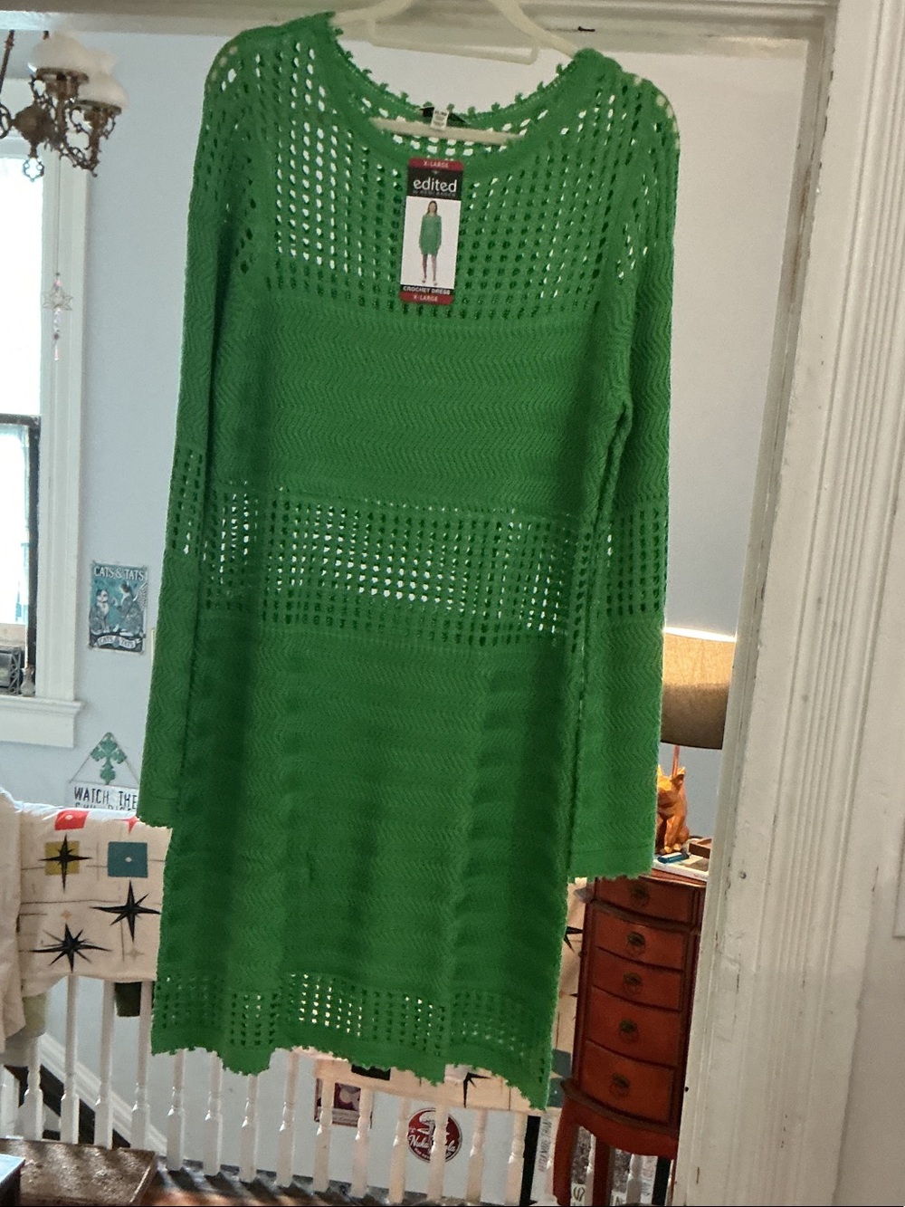 Edited Green Long-Sleeve Knit Dress slim fit size extra large